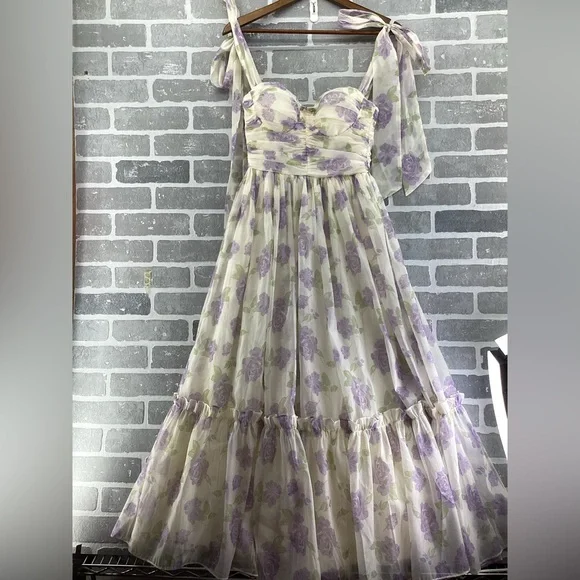 Floral Purple Maxi Dress - Picture 1 of 5